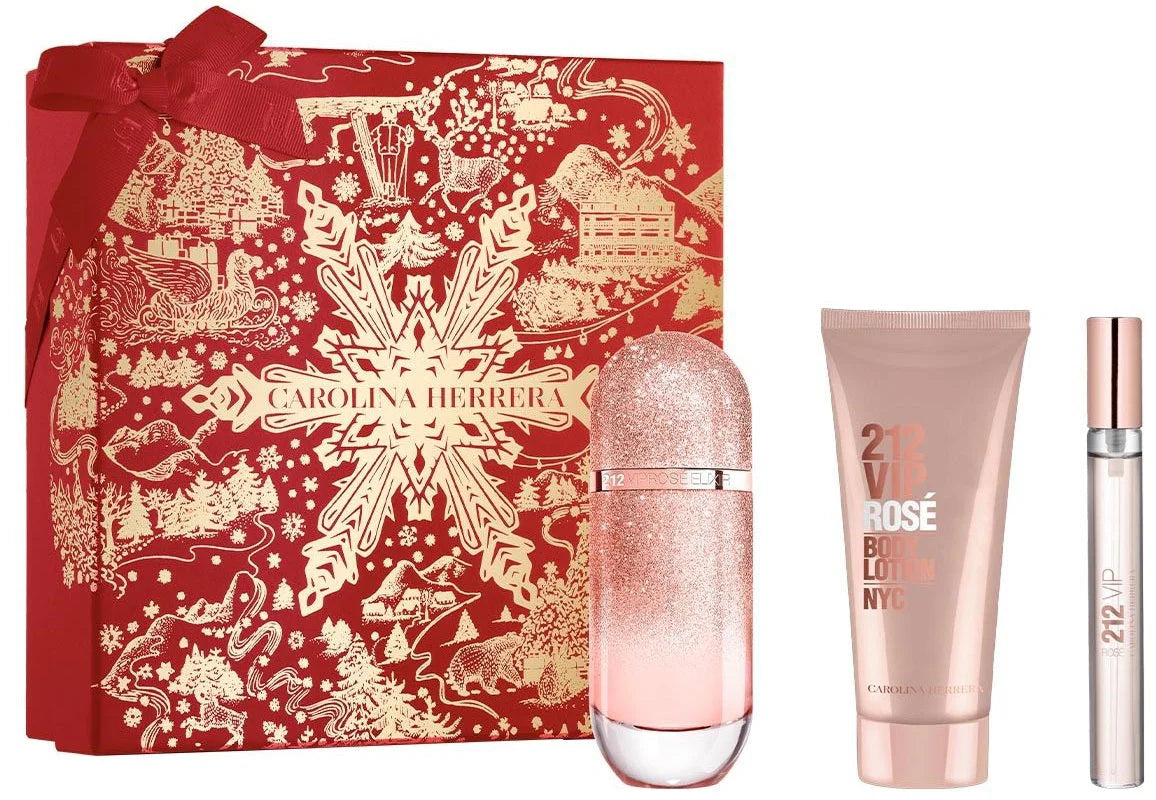CAROLINA HERRERA 212 VIP ROSE ELIXIR EDP 80ML + EDP 10ML + BL 100ML GIFT SET FOR WOMEN