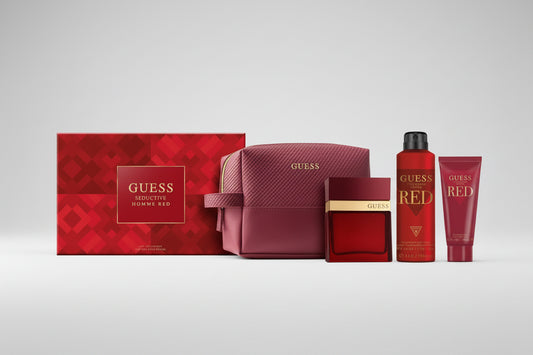 GUESS SEDUCTIVE RED EDT 100ML +SG 100 ML + BS 170G + POUCH SET FOR MEN